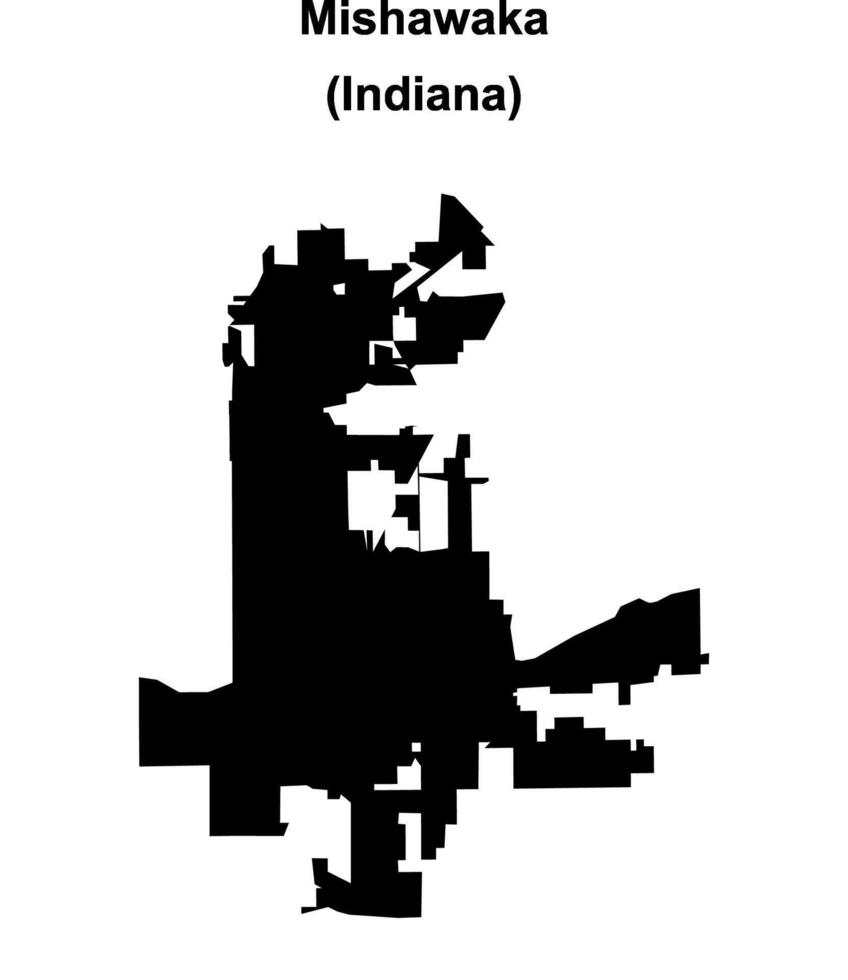 Mishawaka, Indiana blank outline map vector