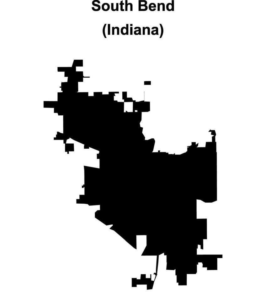 South Bend, Indiana blank outline map vector