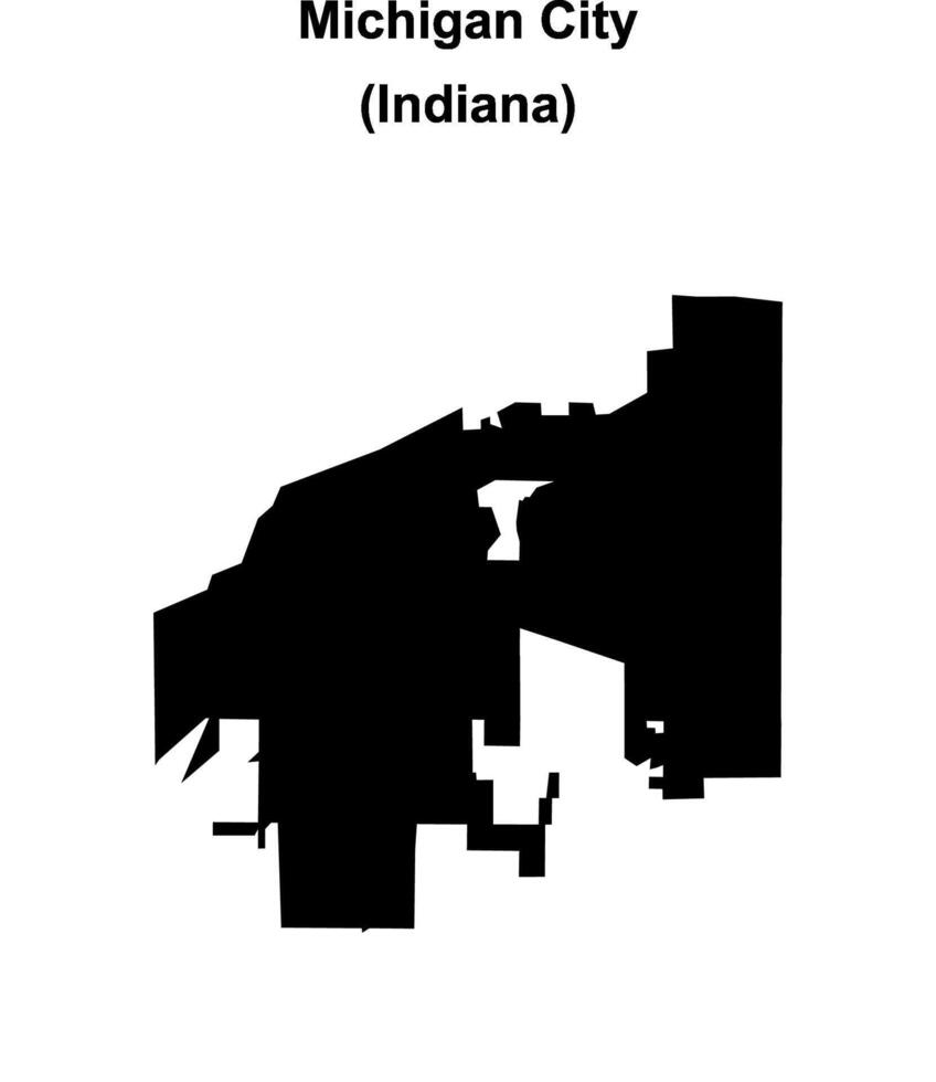 Michigan City, Indiana blank outline map vector