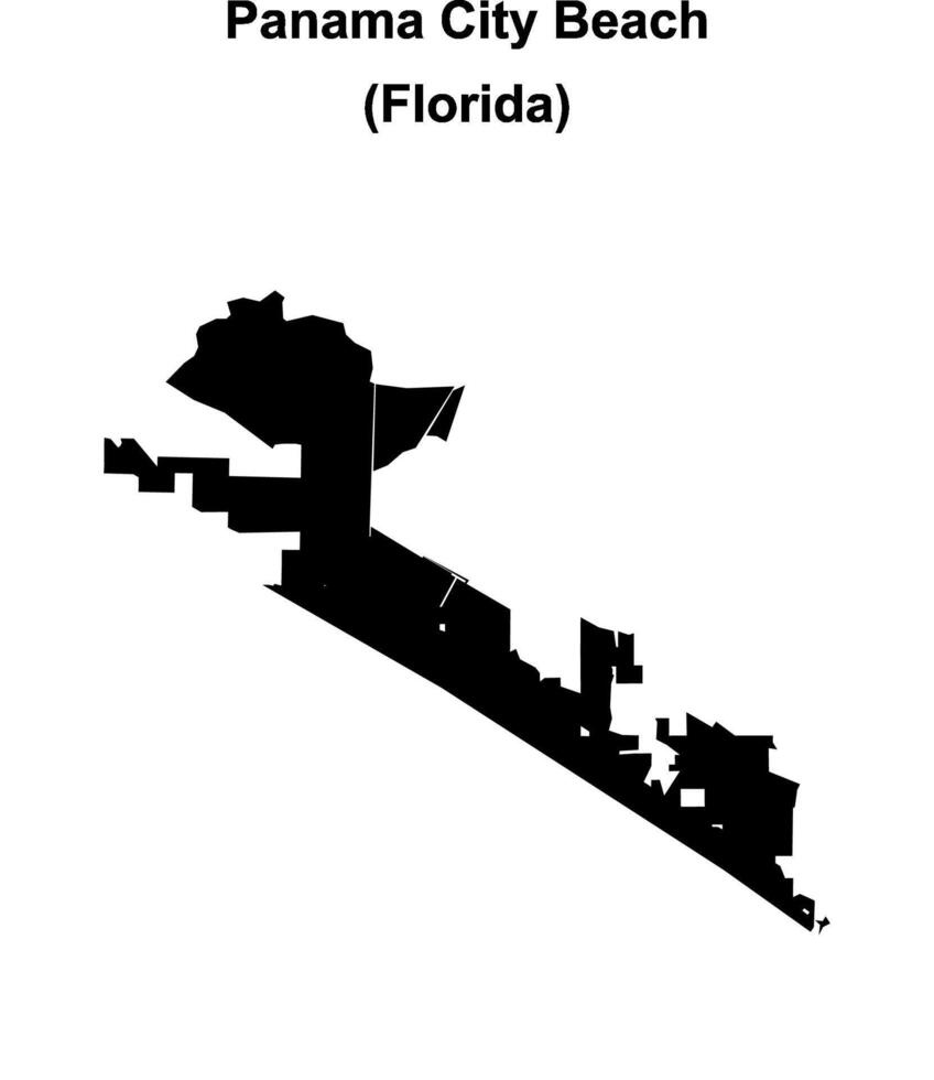 Panama City Beach, Florida blank outline map vector