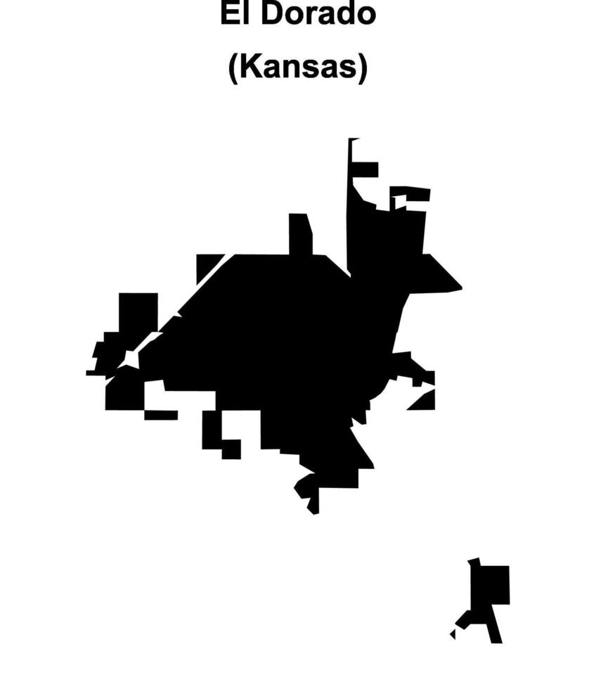 El Dorado, Kansas blank outline map vector