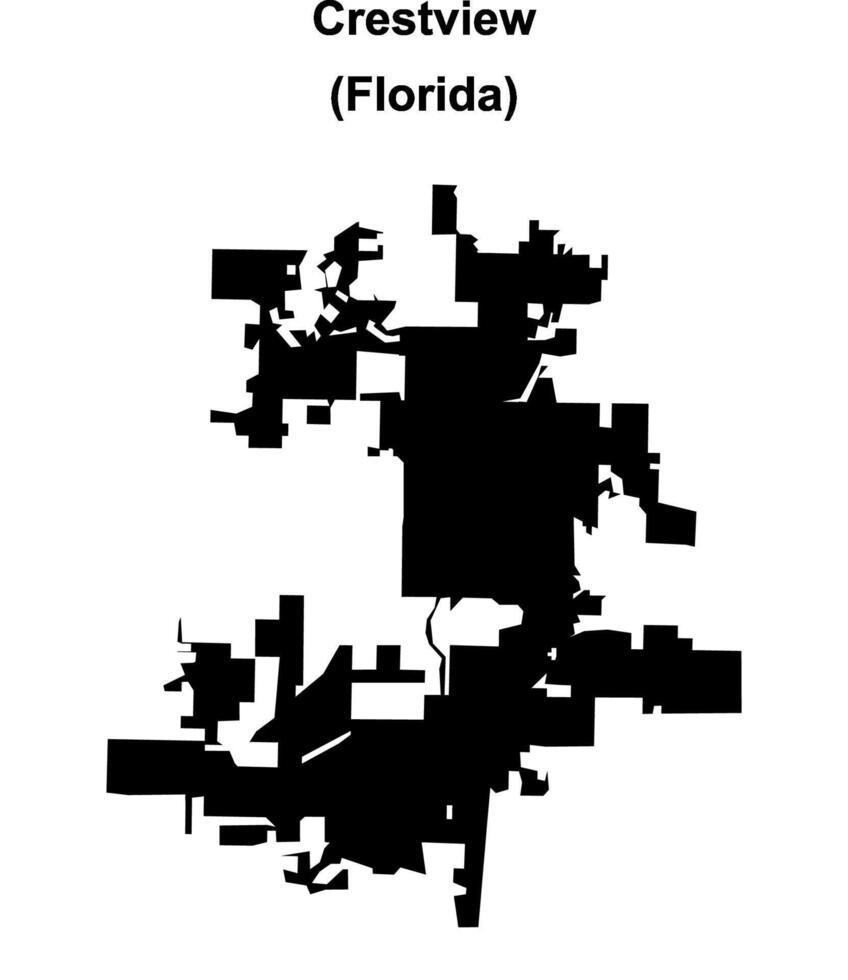 Crestview, Florida blank outline map vector