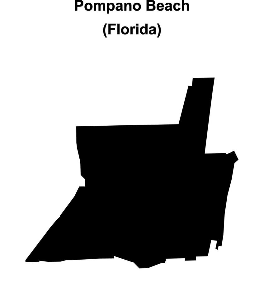 Pompano Beach, Florida blank outline map vector