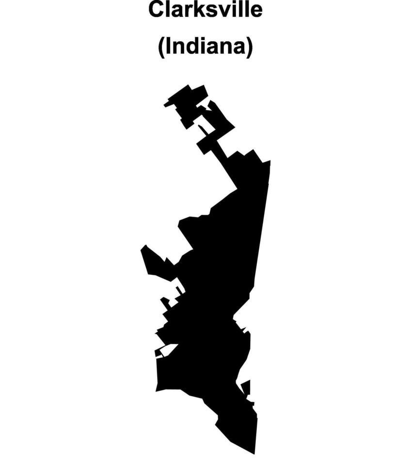 Clarksville, Indiana blank outline map vector
