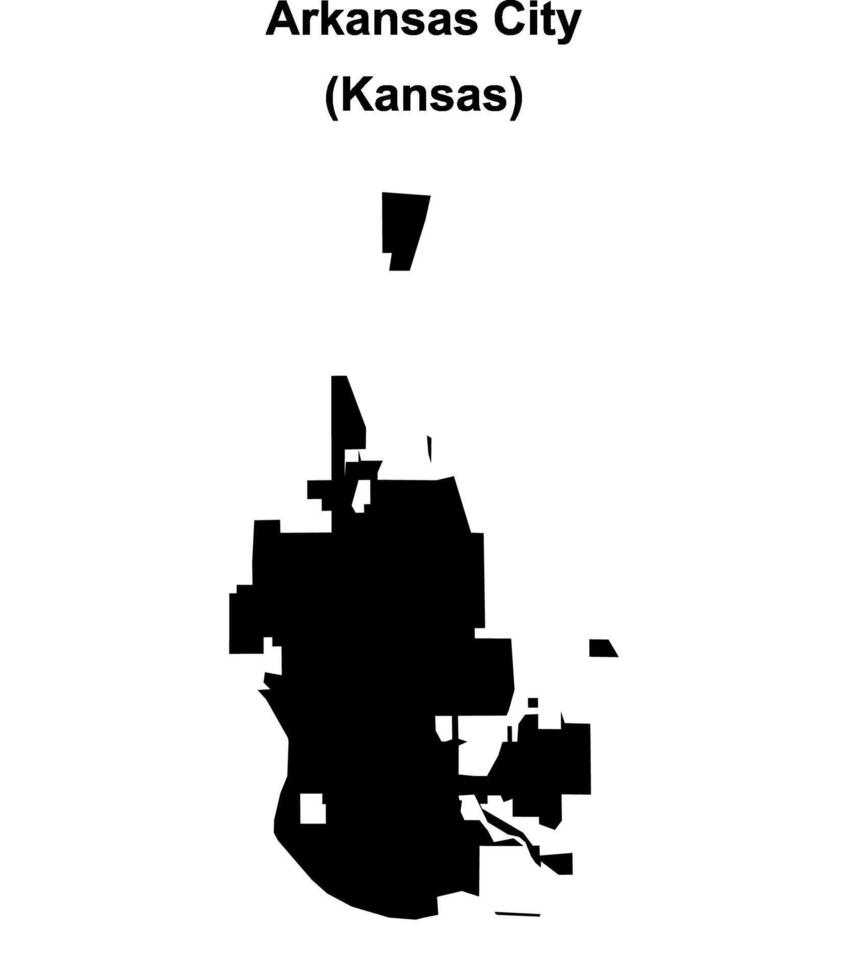 Arkansas City, Kansas blank outline map vector