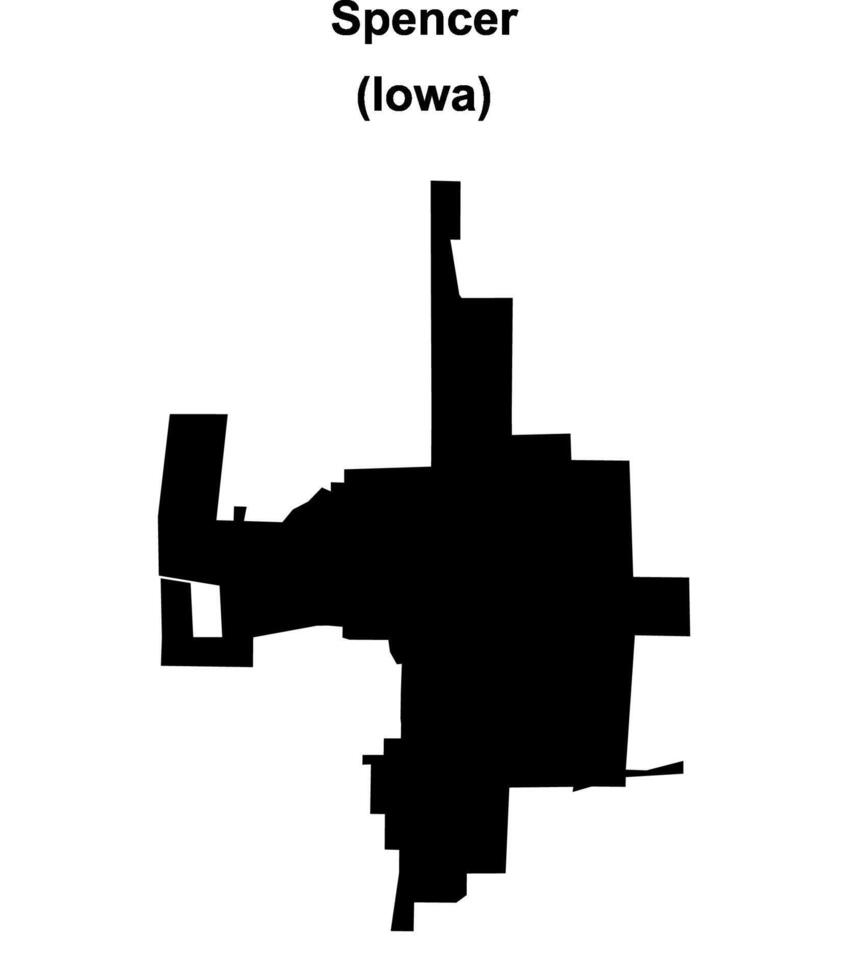 Spencer, Iowa blank outline map vector