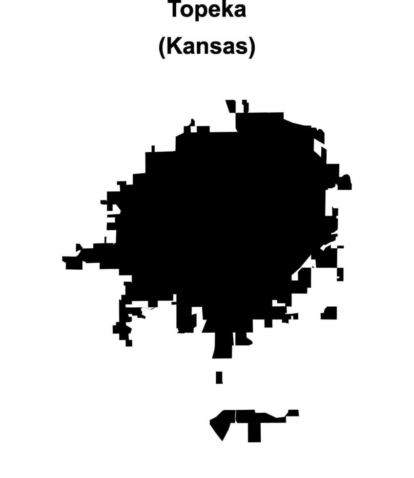 Topeka, Kansas blank outline map vector