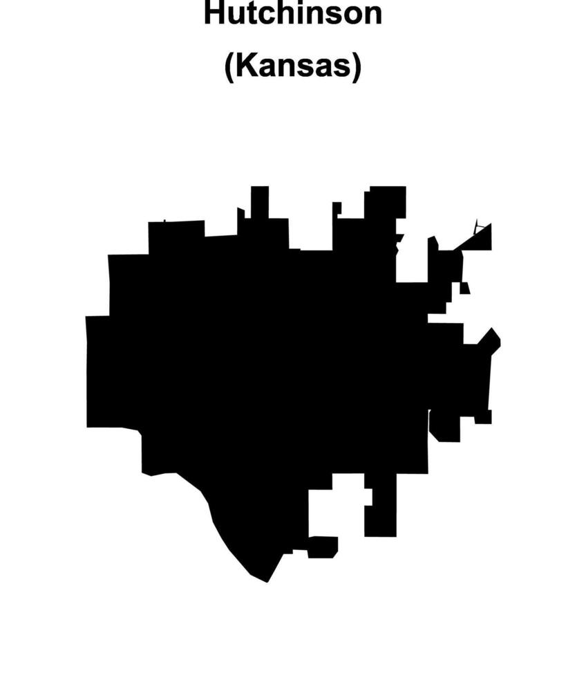 Hutchinson, Kansas blank outline map vector