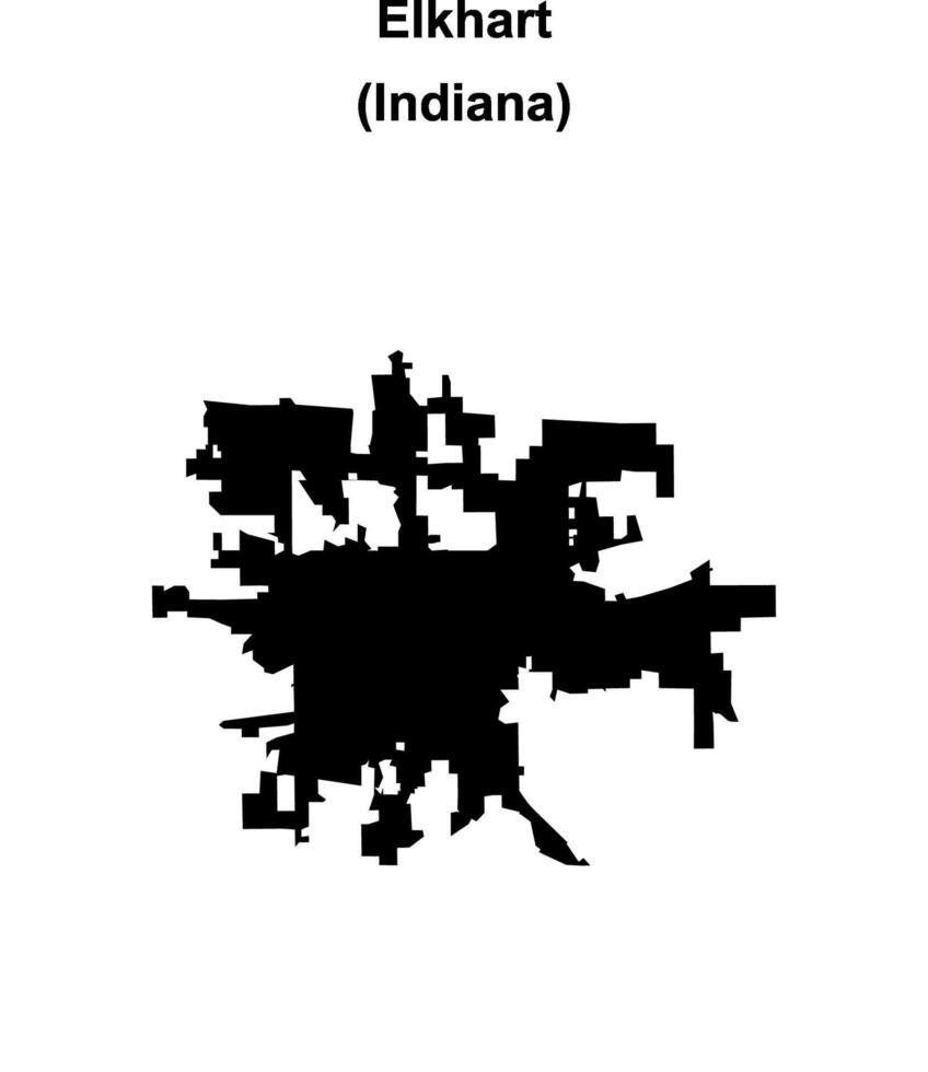 Elkhart, Indiana blank outline map vector