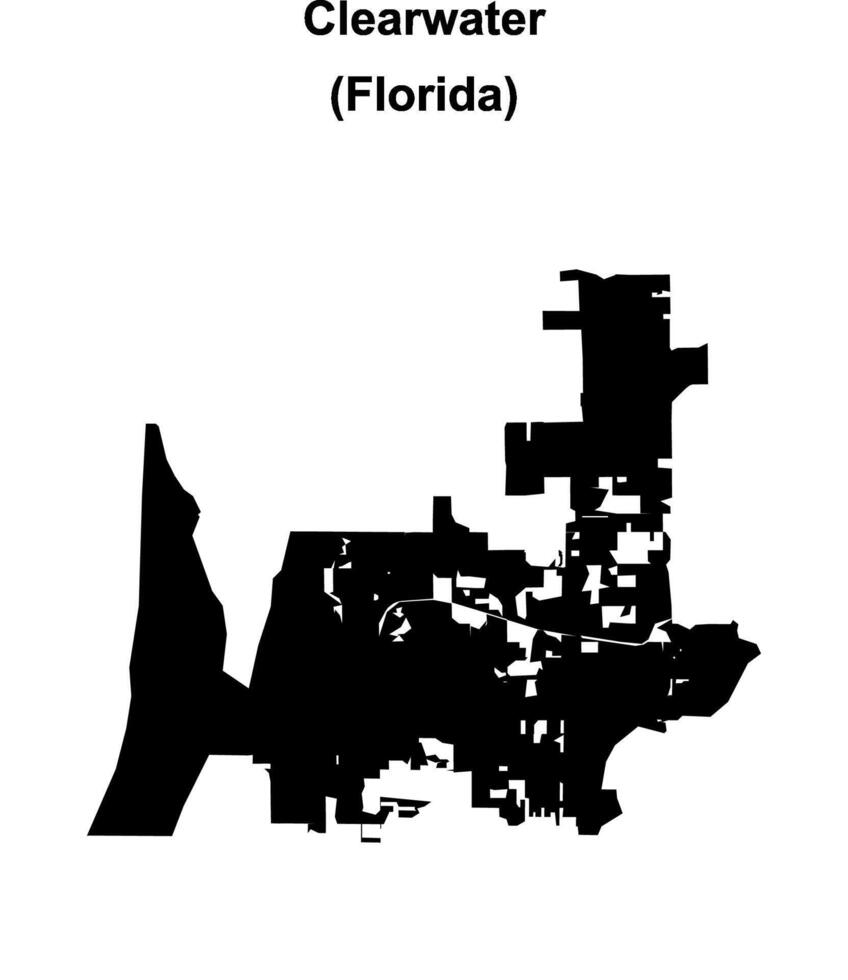 Clearwater, Florida blank outline map vector