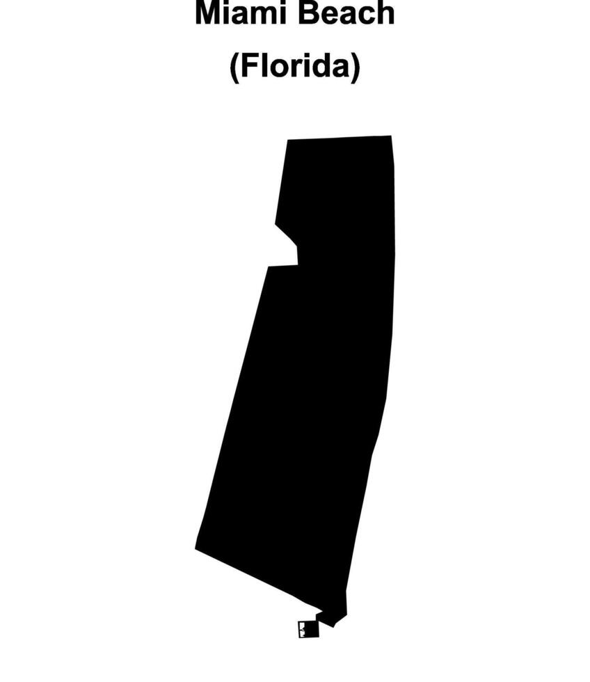 Miami Beach, Florida blank outline map vector