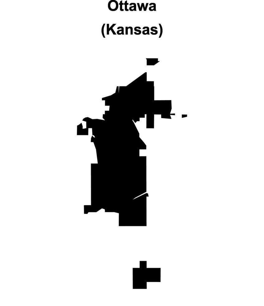 Ottawa, Kansas blank outline map vector