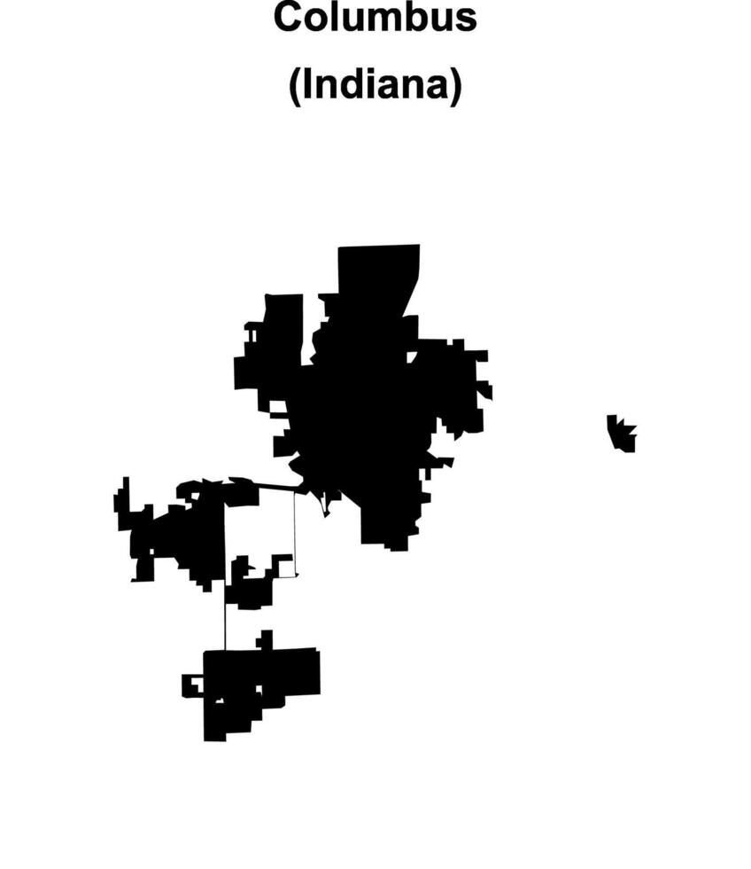 Columbus, Indiana blank outline map vector