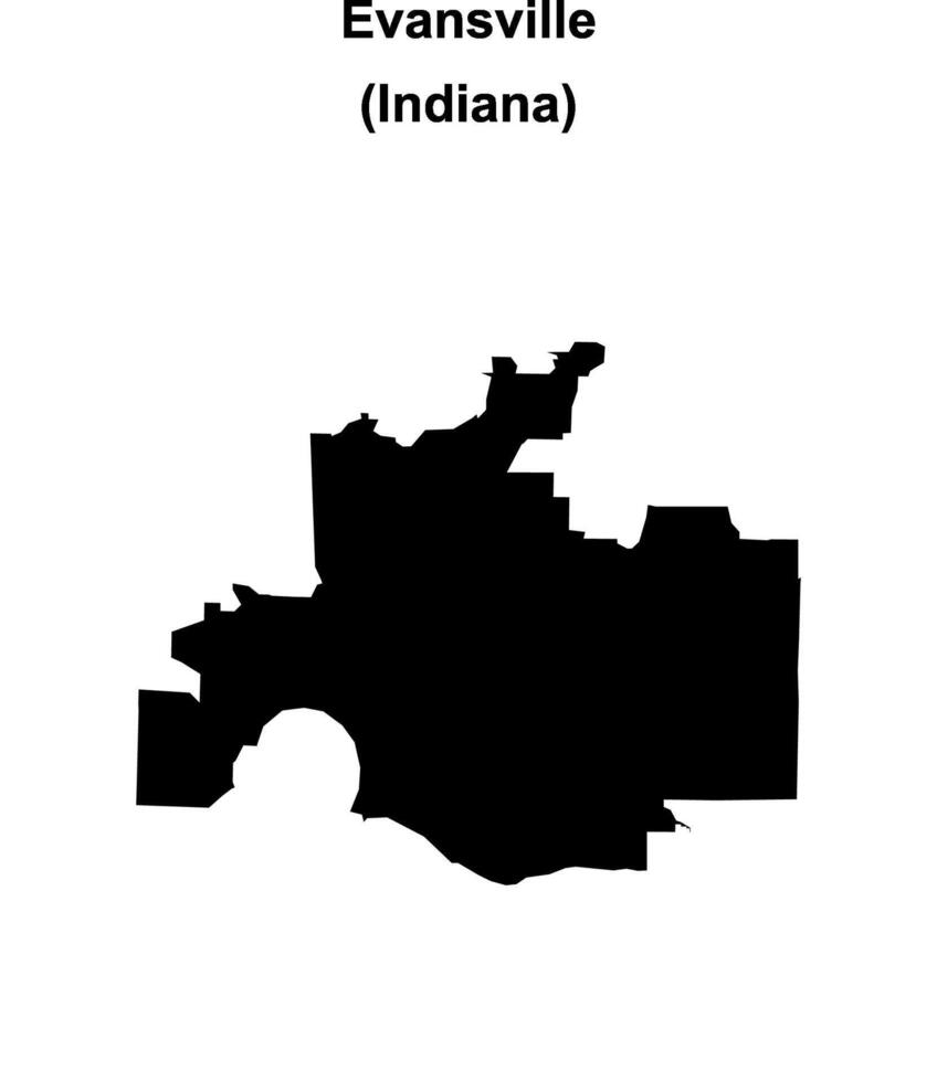 Evansville, Indiana blank outline map vector