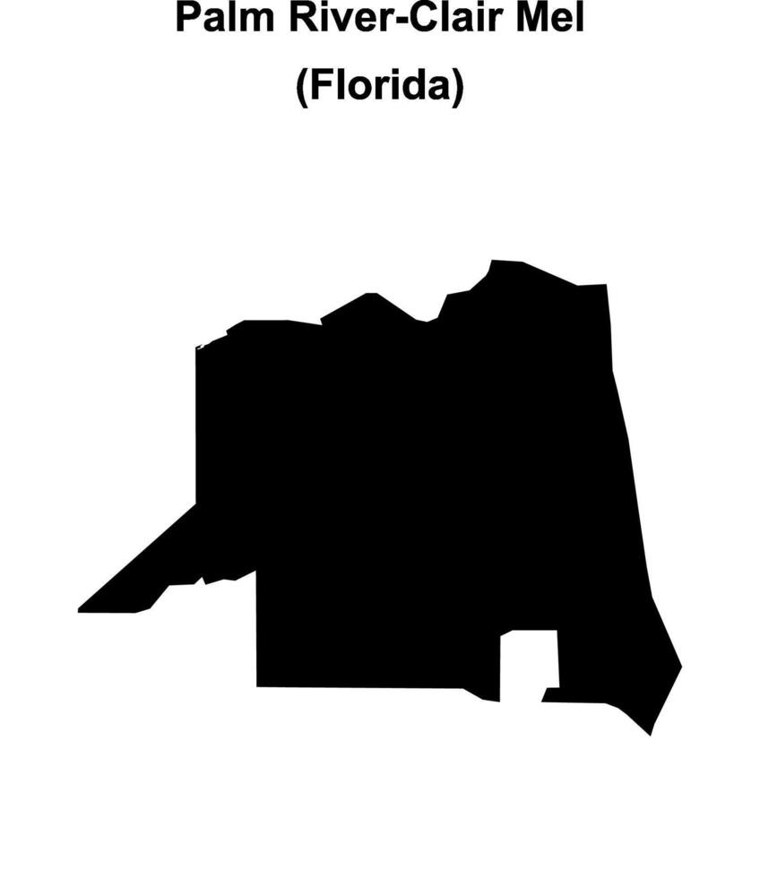 Palm River-Clair Mel, Florida blank outline map vector