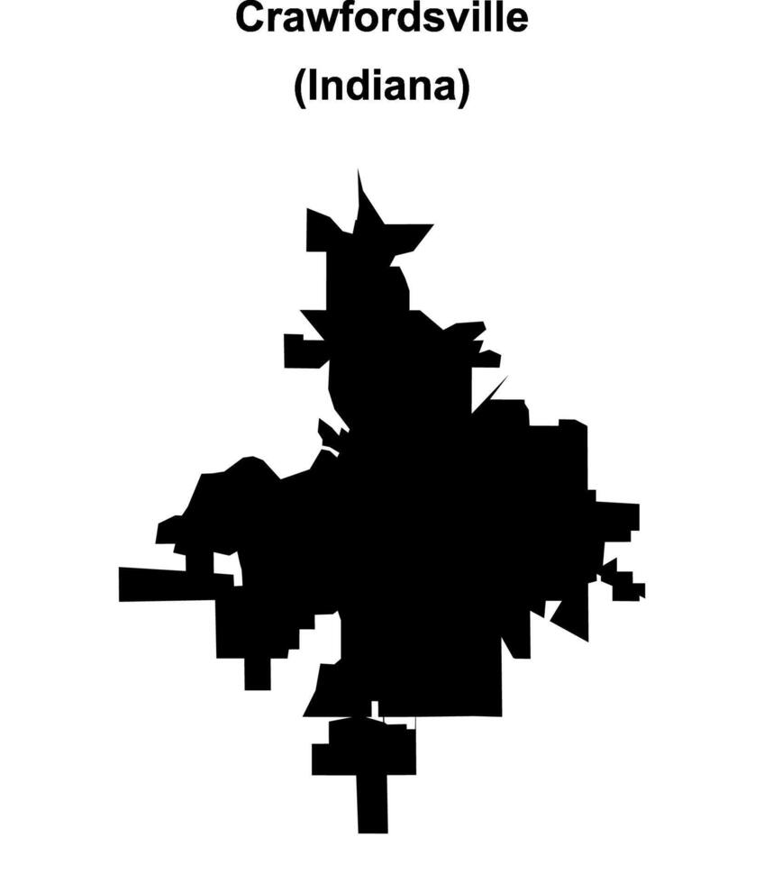 Crawfordsville, Indiana blank outline map vector