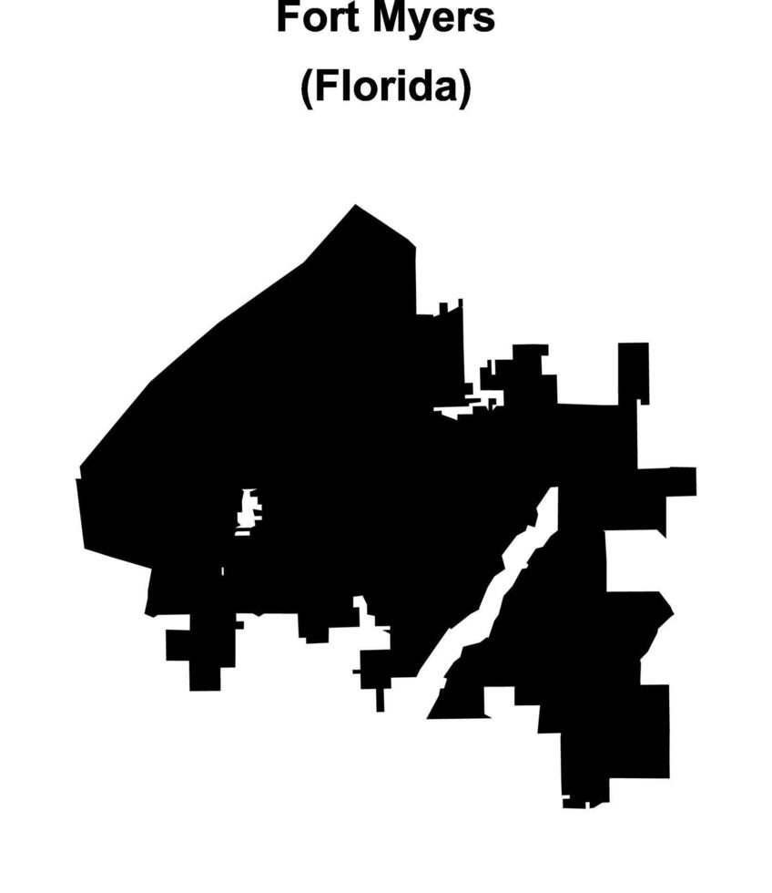 Fort Myers, Florida blank outline map vector