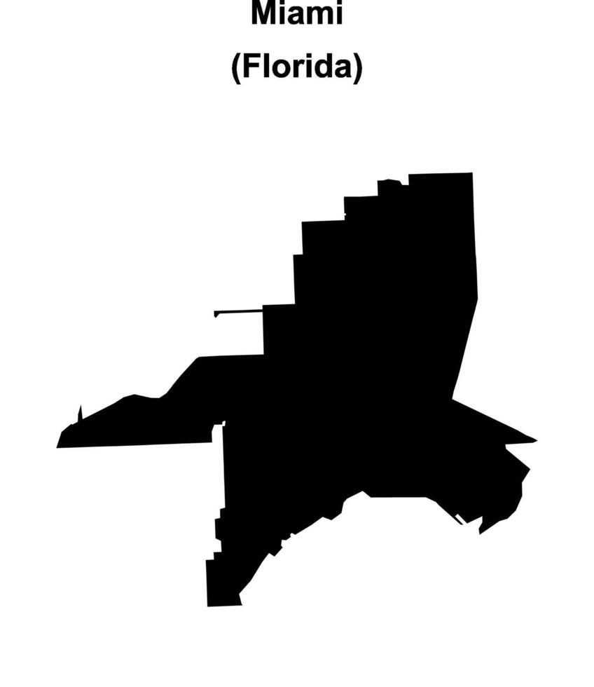 Miami, Florida blank outline map vector
