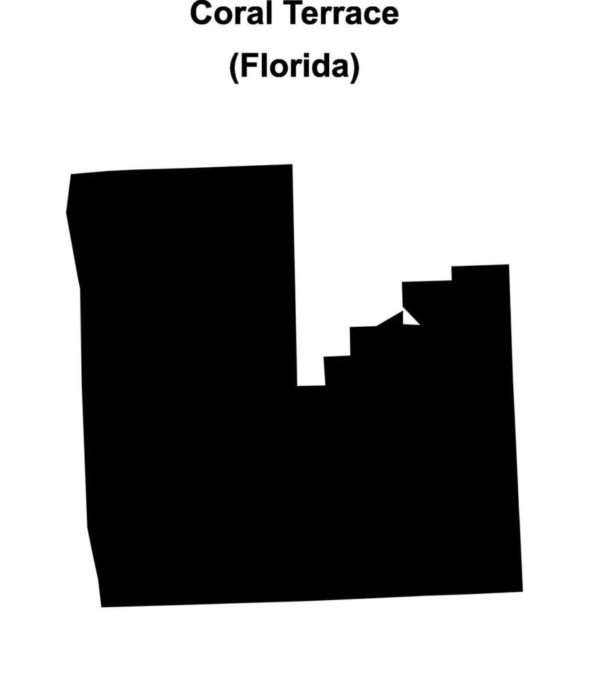 Coral Terrace, Florida blank outline map vector