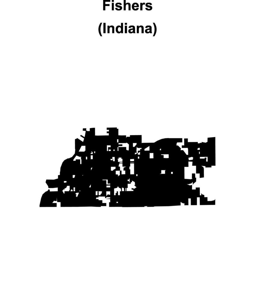 Fishers, Indiana blank outline map vector