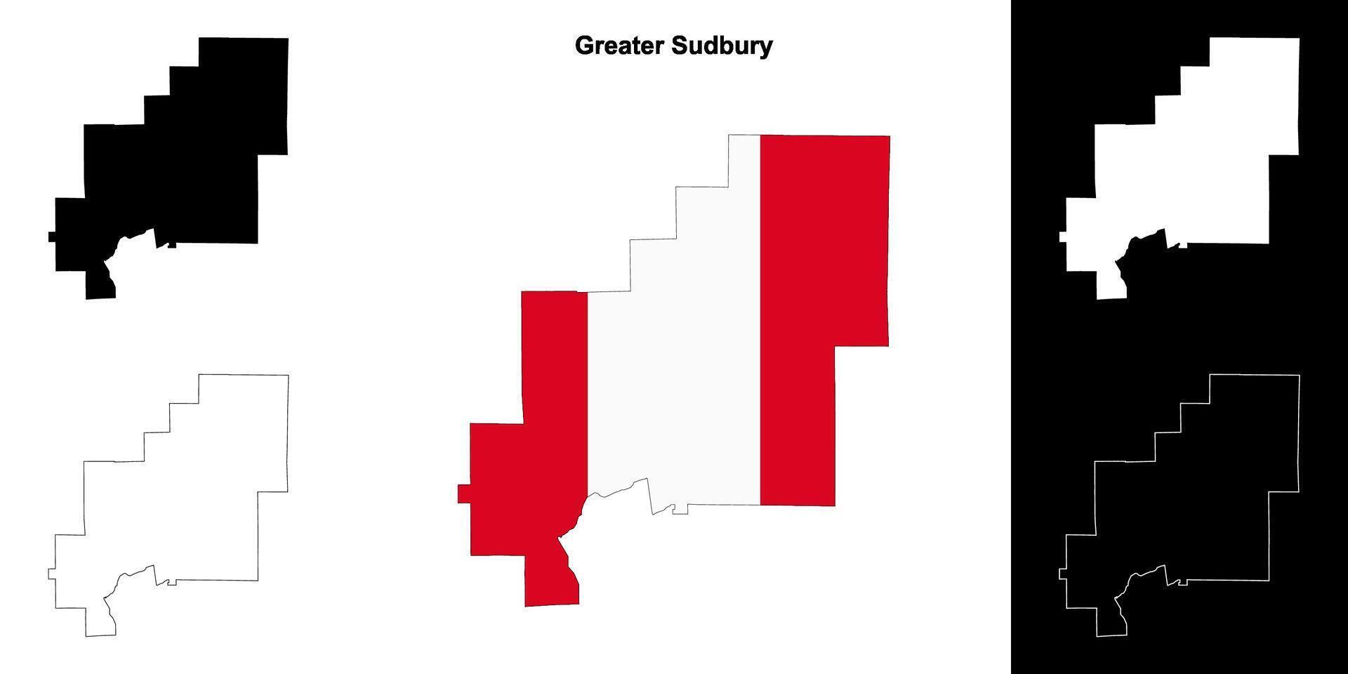 Greater Sudbury, Ontario outline map set vector