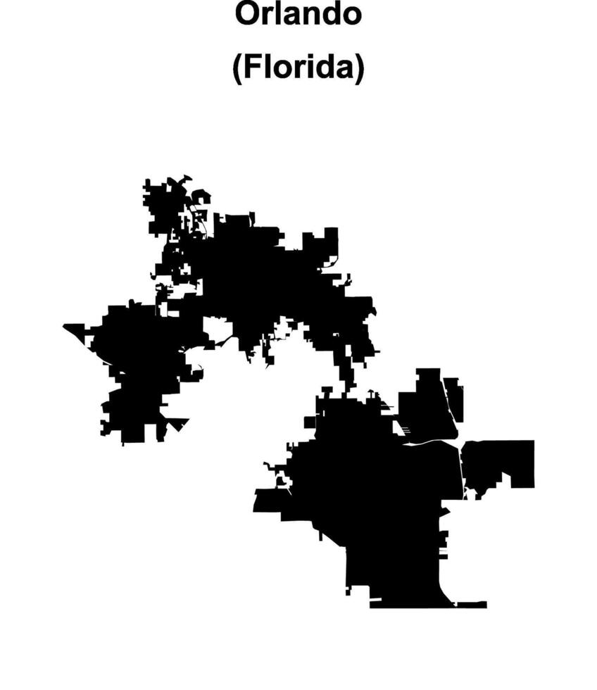 Orlando, Florida blank outline map vector
