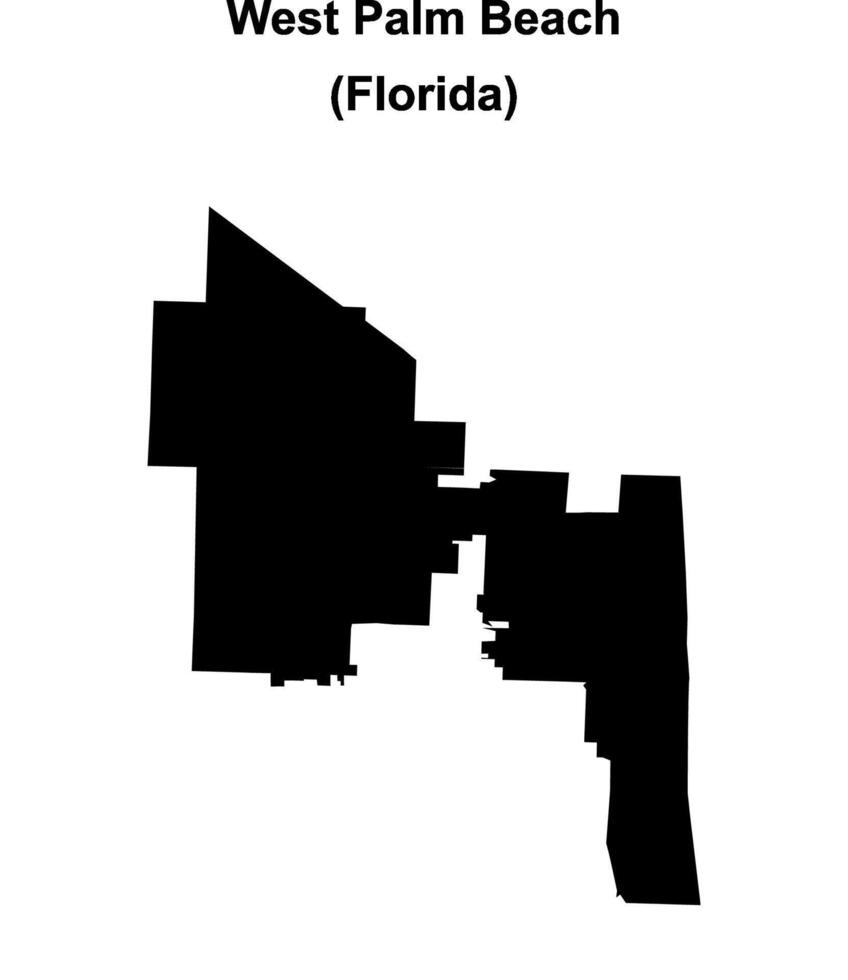 West Palm Beach, Florida blank outline map vector