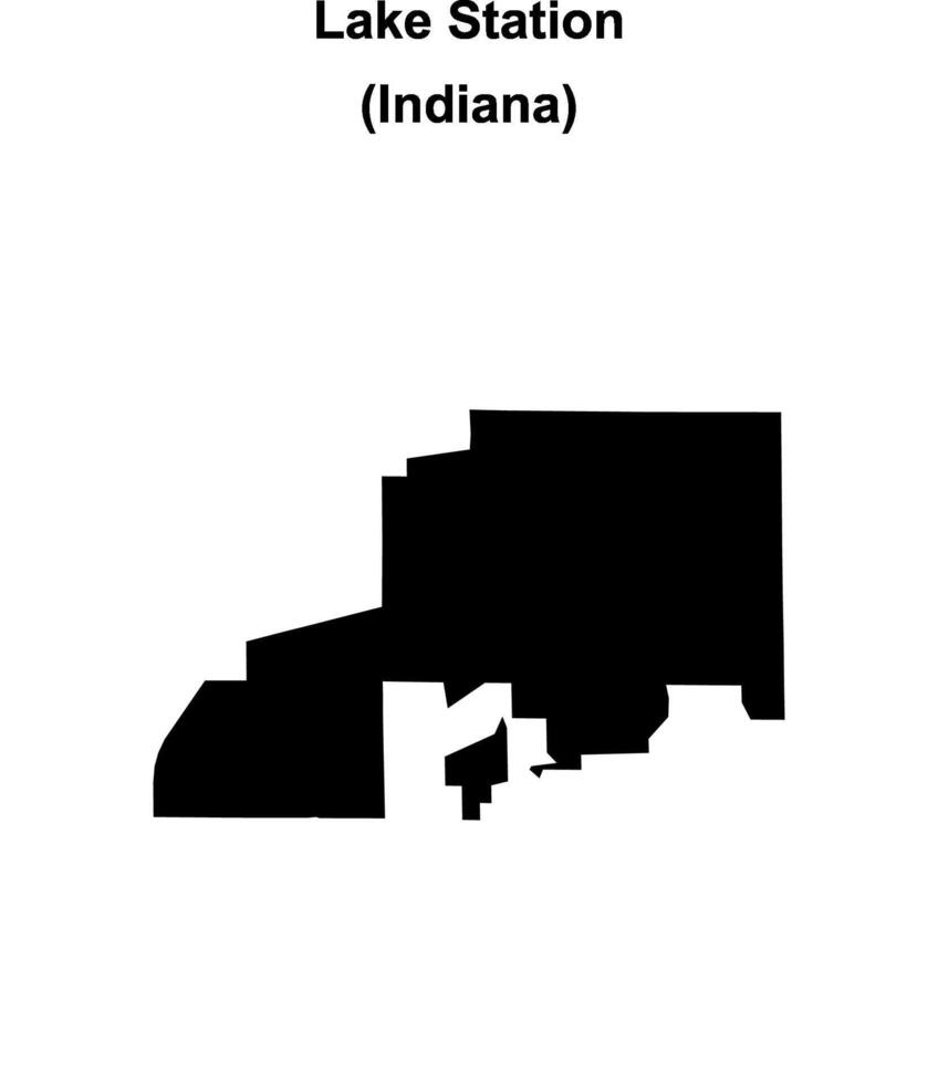 Lake Station, Indiana blank outline map vector