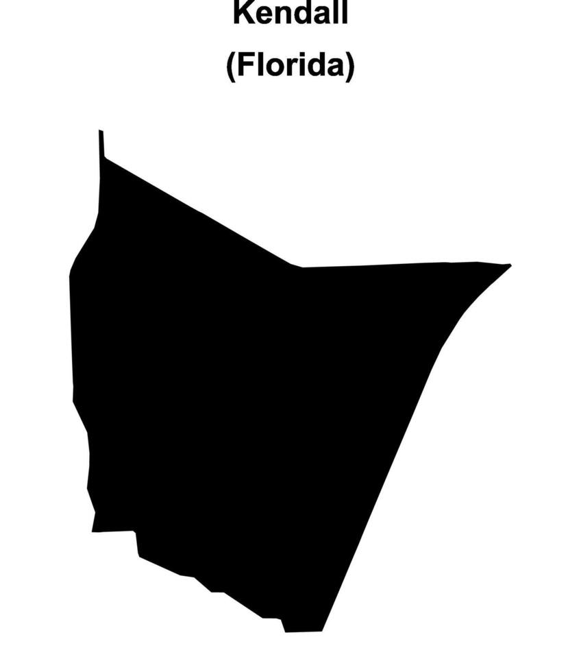 Kendall, Florida blank outline map vector