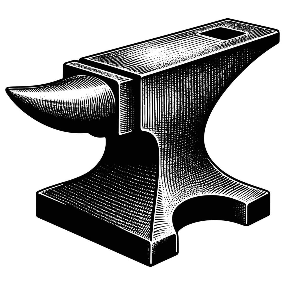 Vintage Style Anvil Illustration with Detailed Metal Texture and Shadows vector