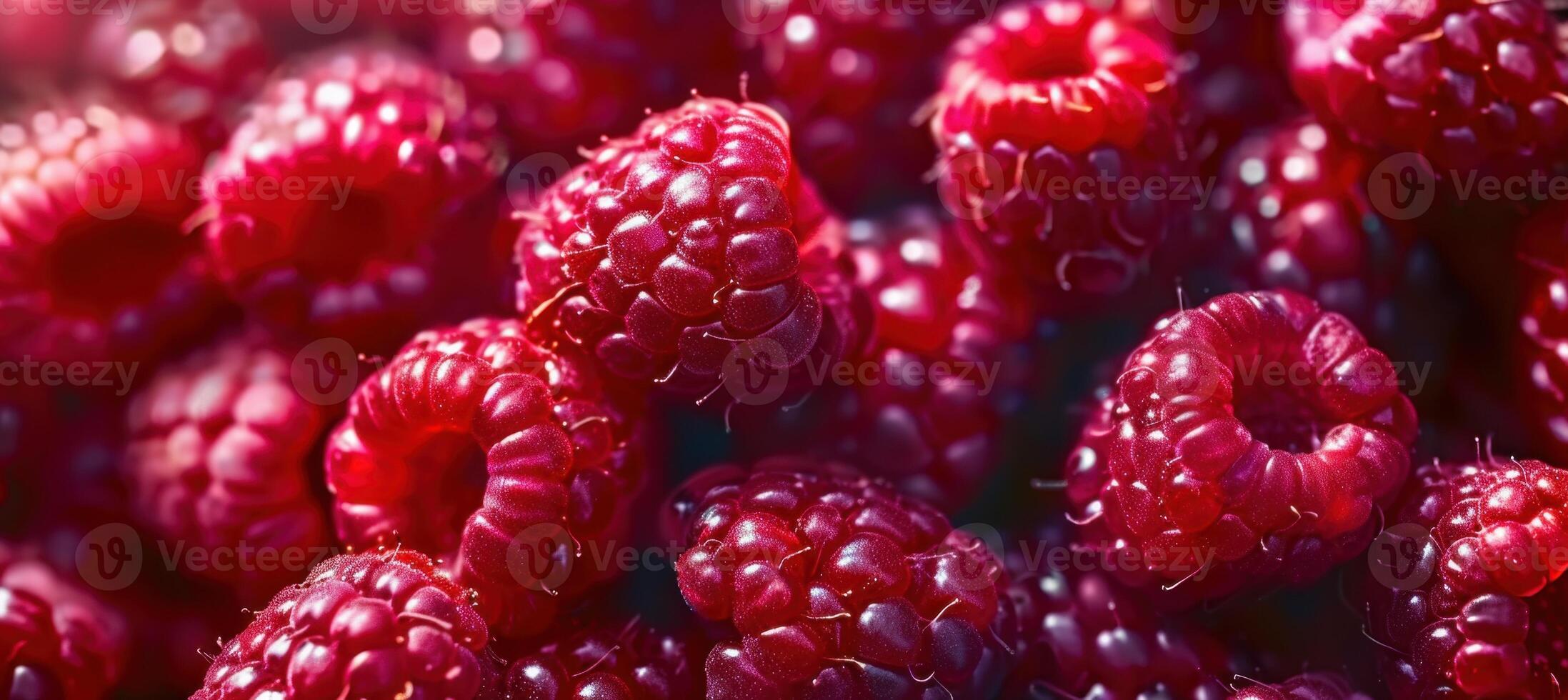Close-Up of Fresh Ripe Raspberries Showcasing Their Juicy Texture and Shape photo
