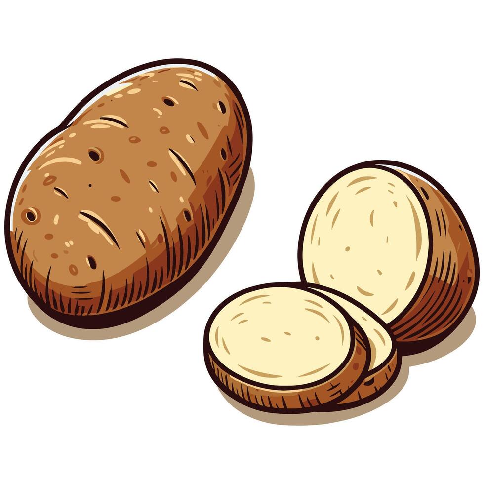 Organic Raw Potatoes with Sliced Pieces Illustration Food and Agriculture Design vector