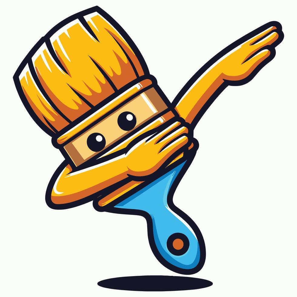 Creative Cartoon Paintbrush Dabbing with a Happy Expression Illustration vector