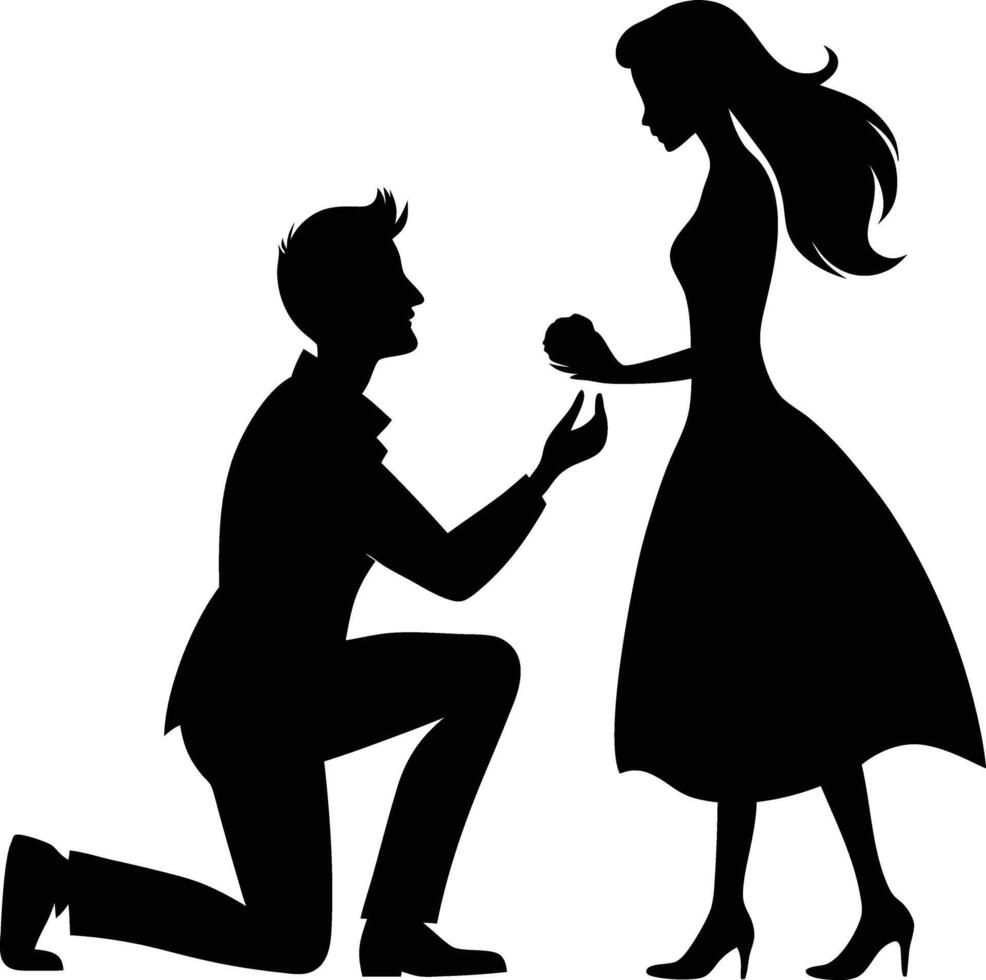 A man kneeling down to propose to a woman vector