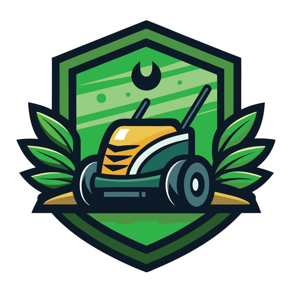 Yard Maintenance Logo Stylish Lawn Mower for Gardening vector