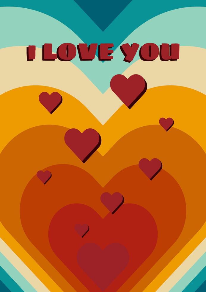 Valentine's Day Poster, Flyer or Banner Design in Retro Colors vector