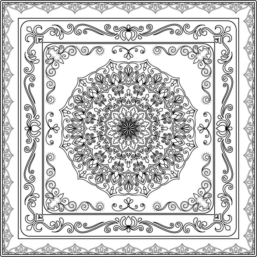 Patterned Carpet with Black Stripes vector