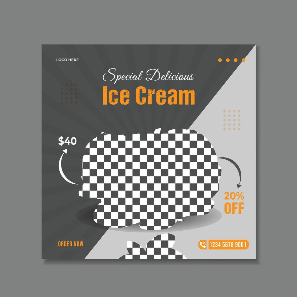 Ice-cream sale social media Instagram post design vector