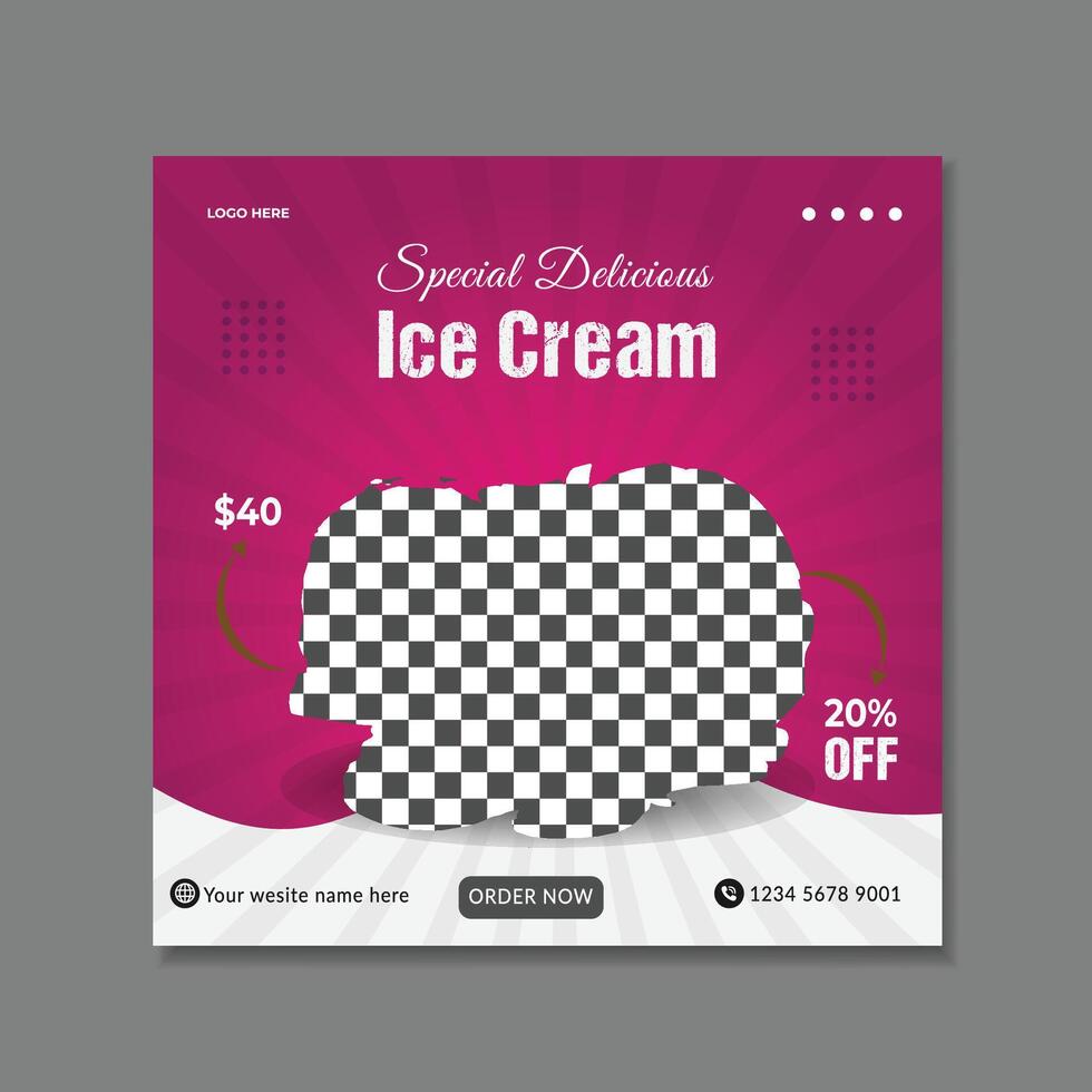 Delicious ice cream Social media Post vector