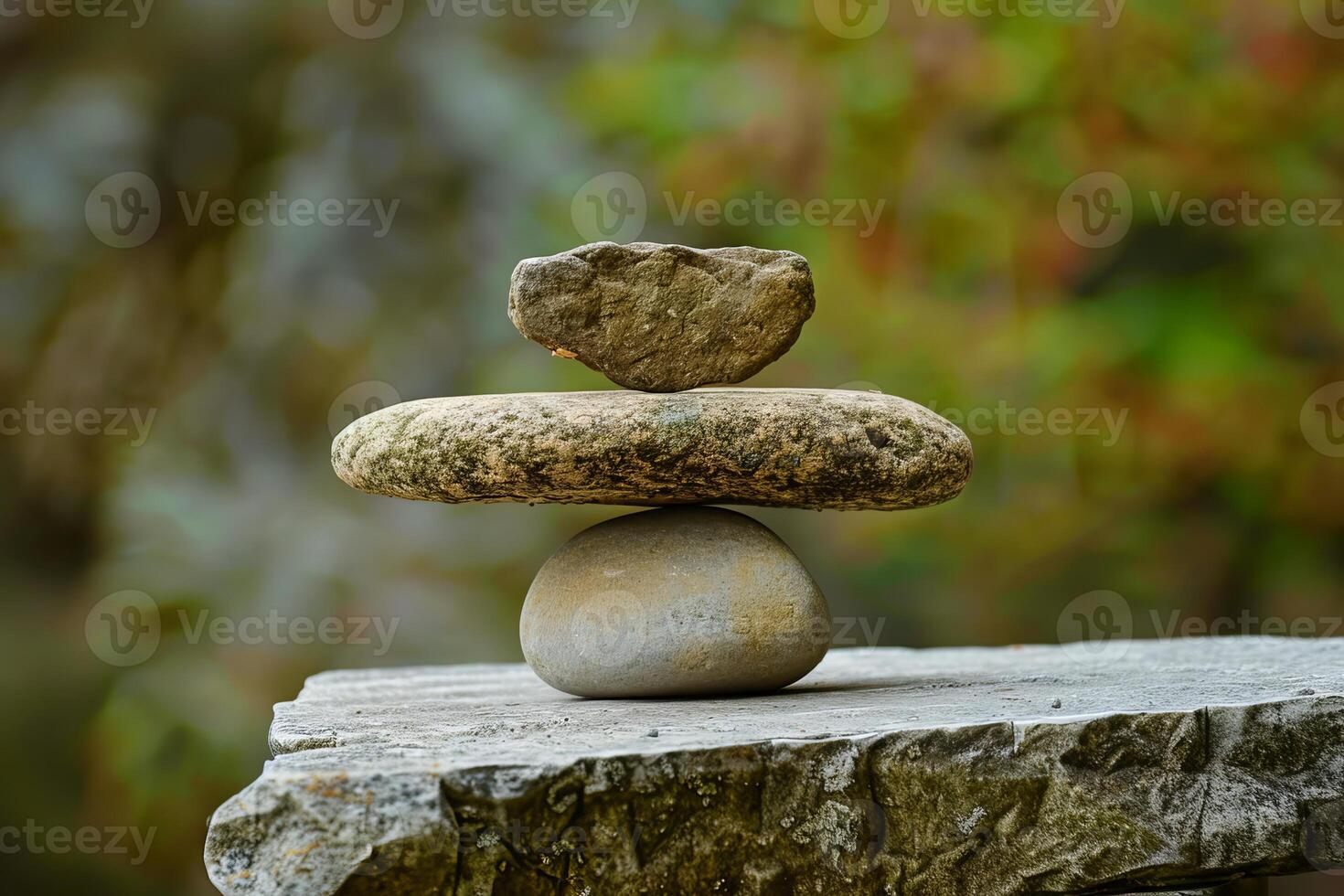 Stack of three zen stones balancing on top of each other photo