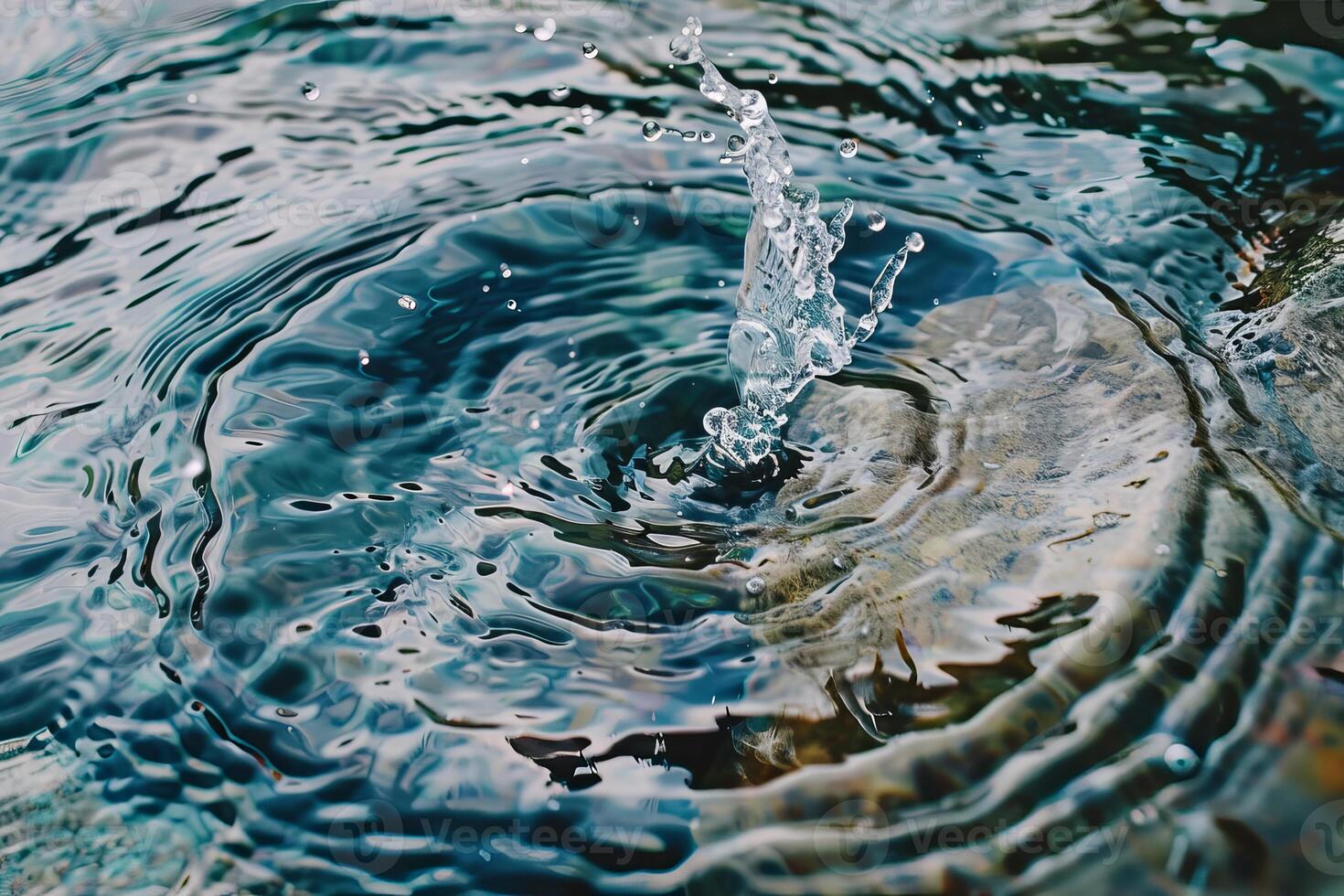 Water splashing on tranquil blue water surface photo