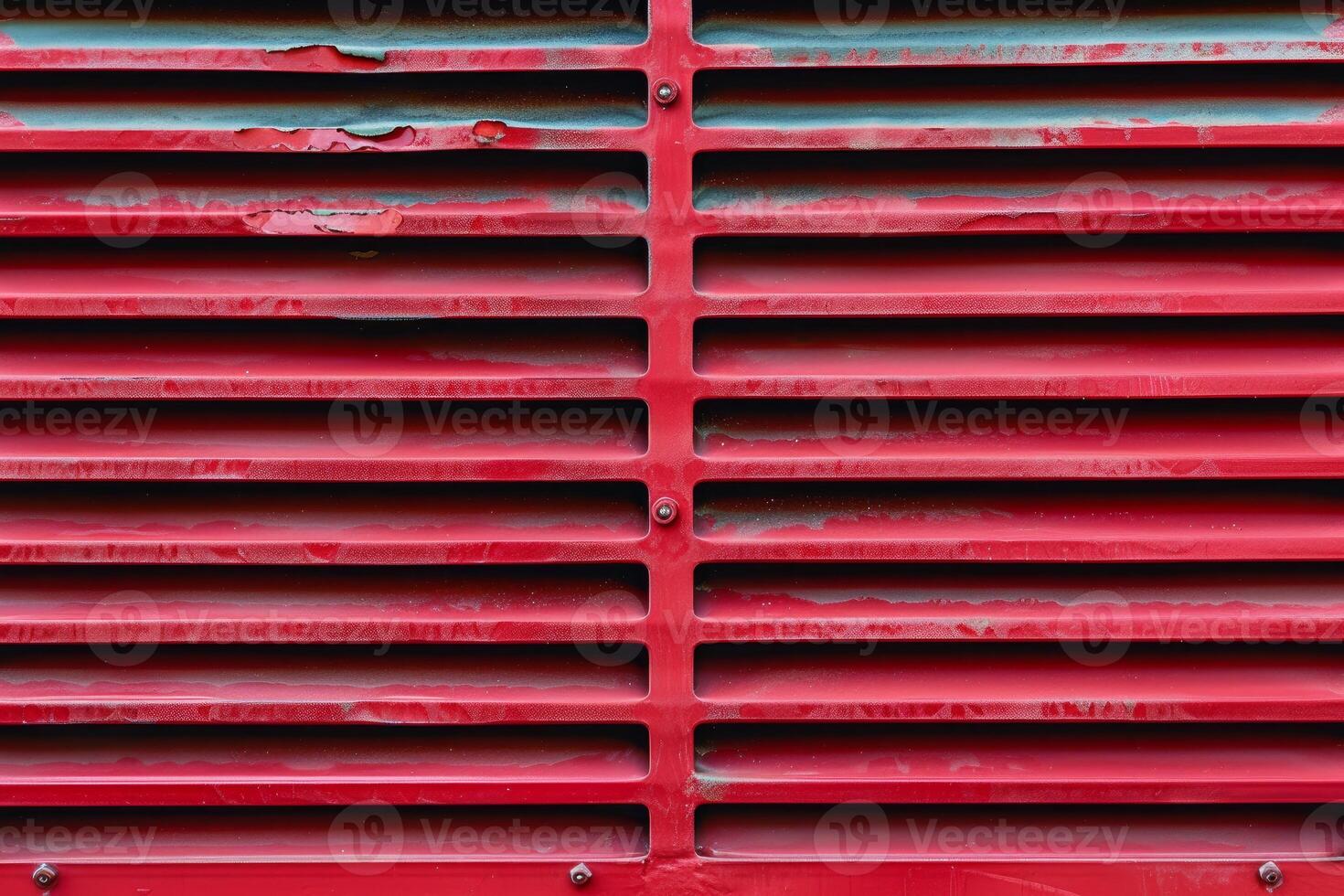 Red metal grille showing signs of rust and wear photo