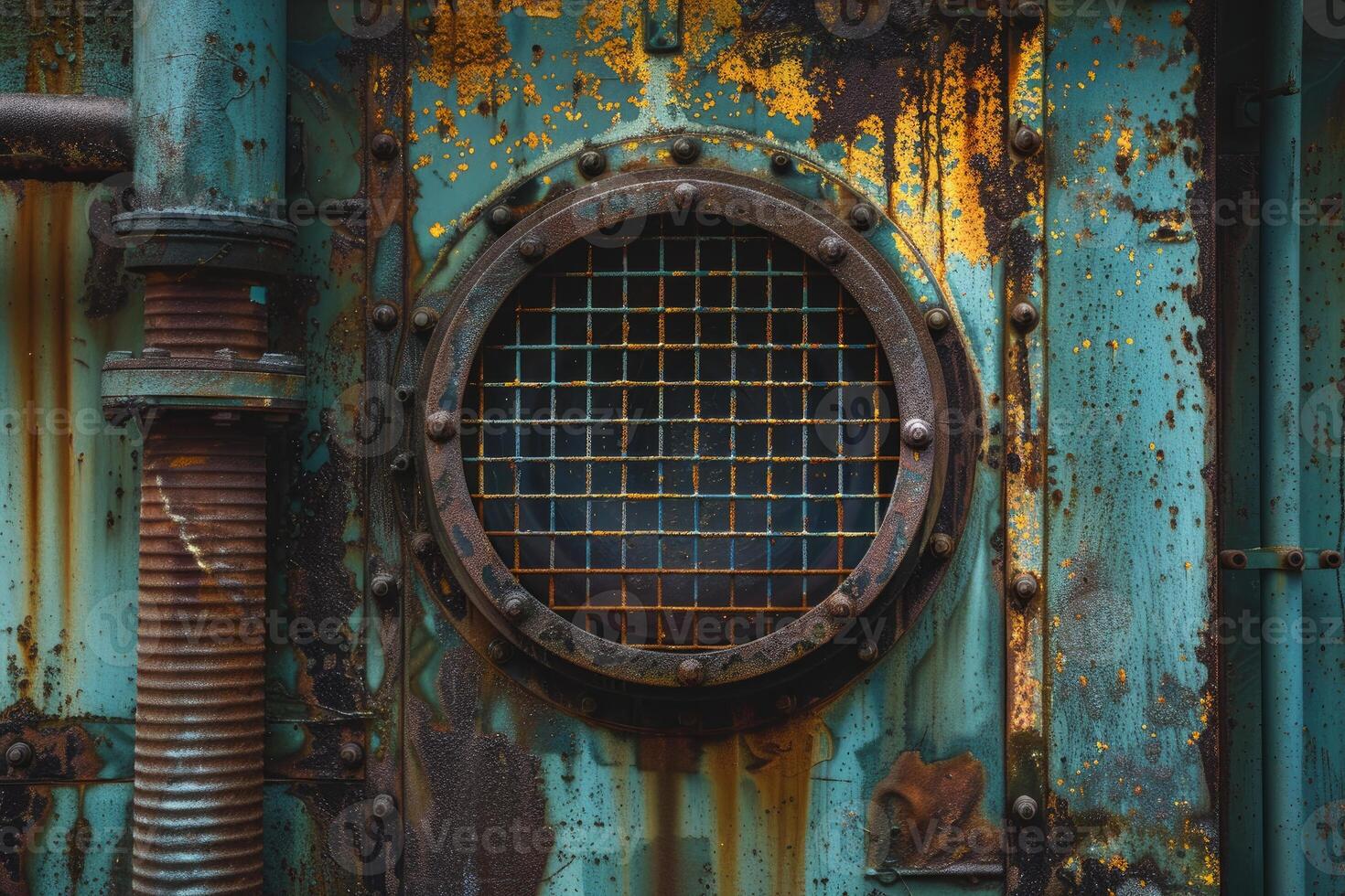 Rusty metal door showing aging industrial equipment photo