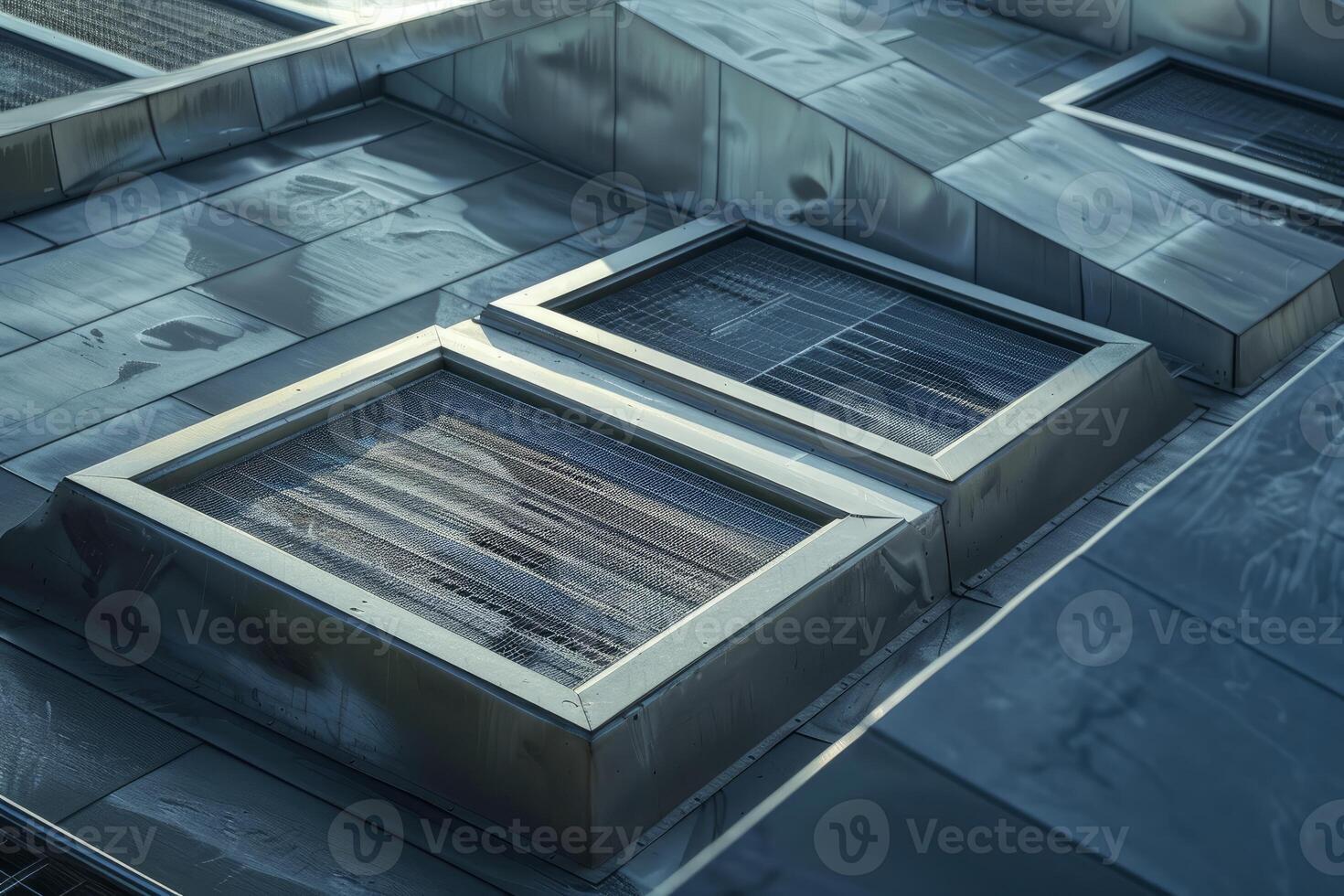 Ventilation system on a roof protecting building from overheating photo