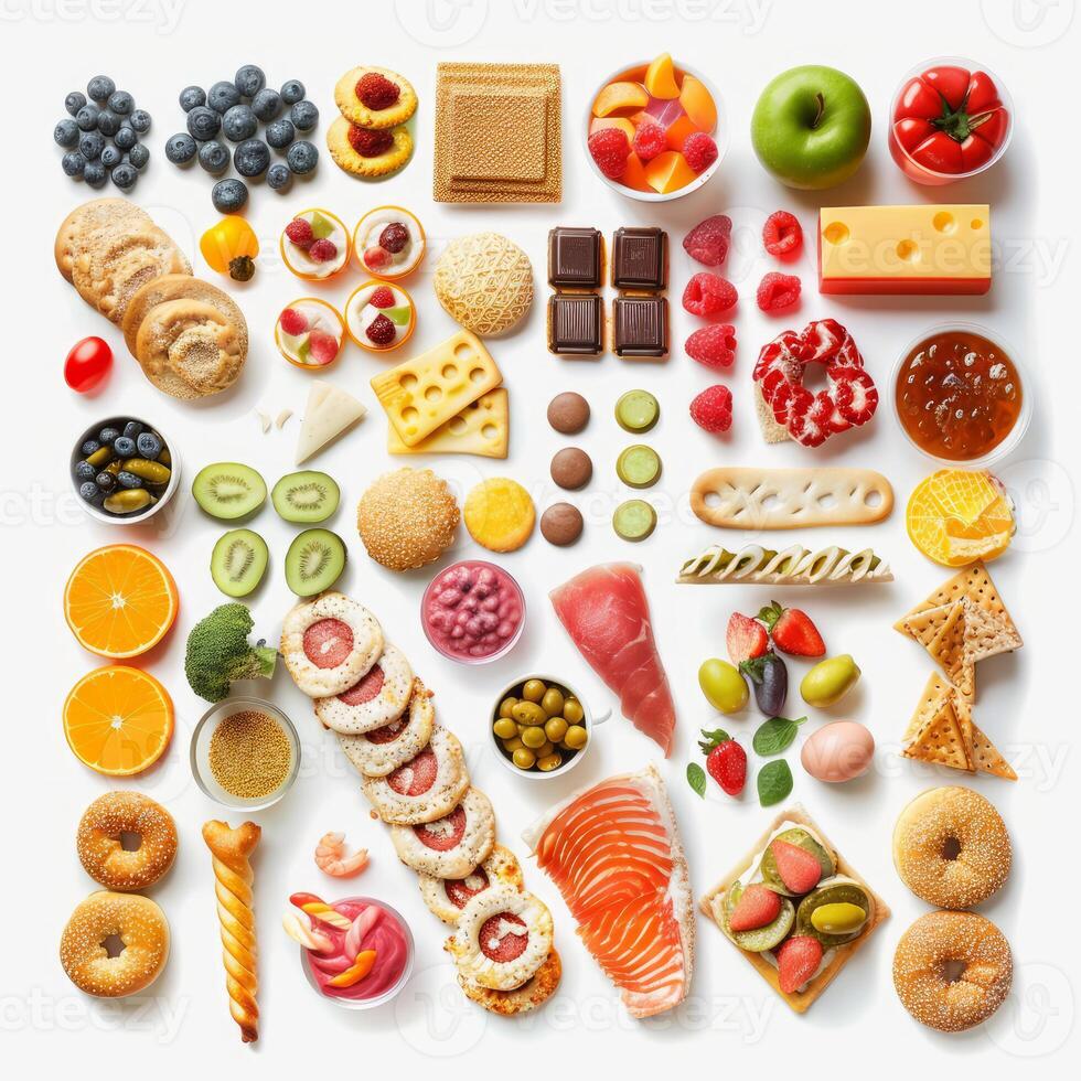Miniature food displaying variety of dishes and ingredients photo