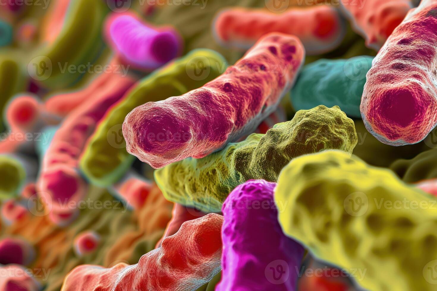 Colony of rod shaped bacteria is multiplying and forming a biofilm photo