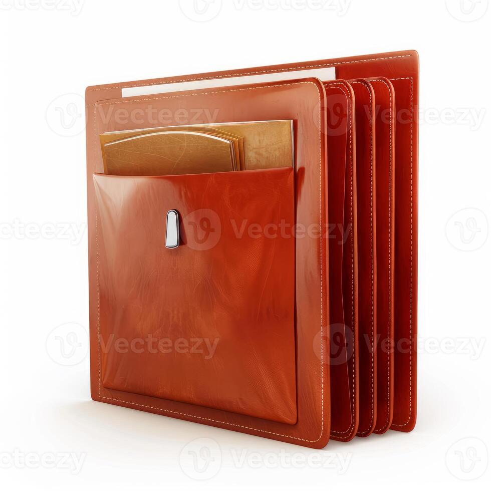 Leather expanding file containing important documents and envelopes photo