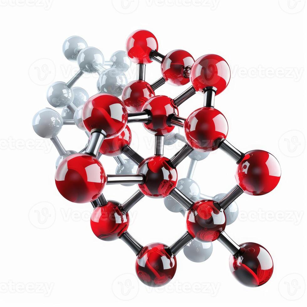 Red and white molecules forming complex structure photo