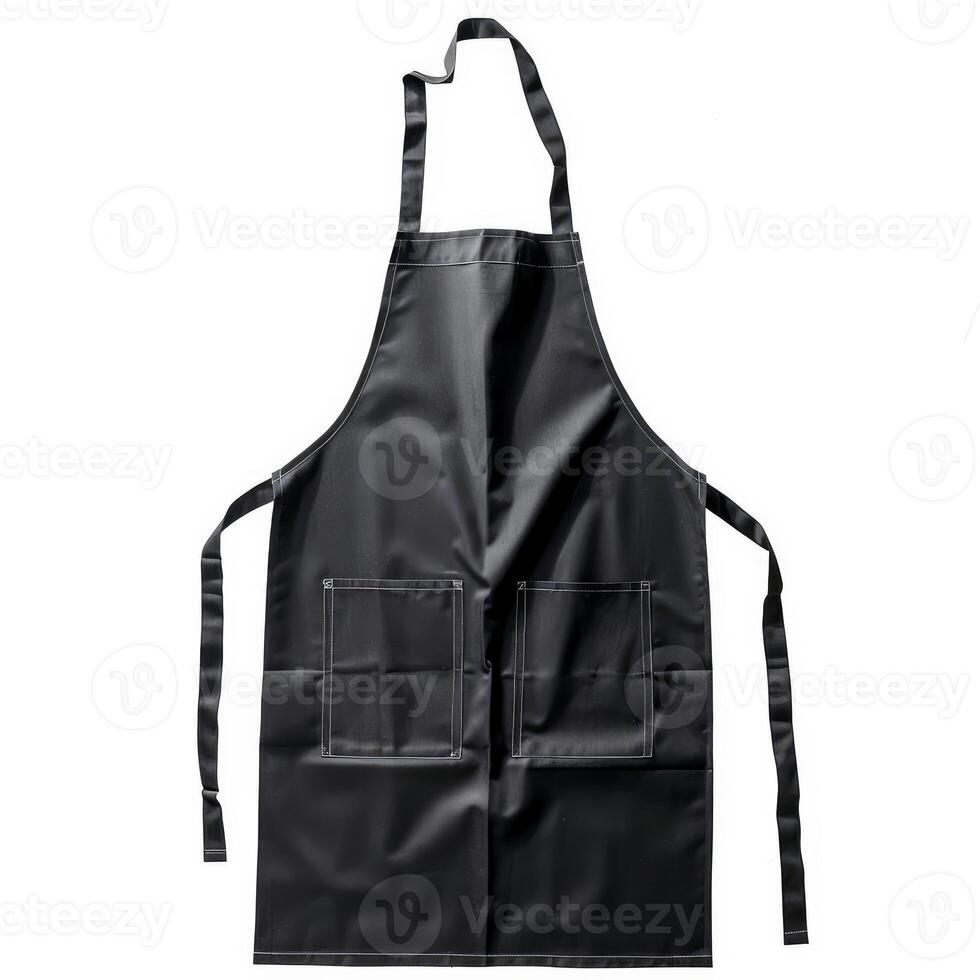 Black apron with pockets isolated on white background photo
