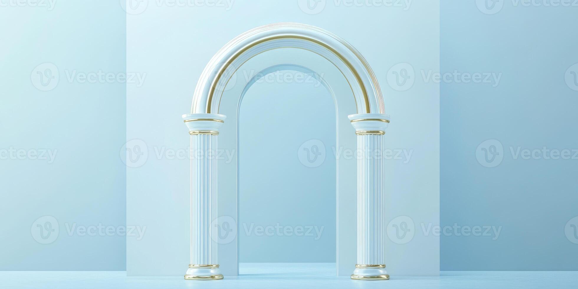 Elegant design of white arch with gold accents for modern architectural inspiration photo